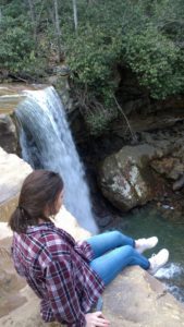 Another shot at cucumber falls from the top of the waterfall.